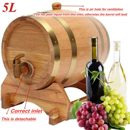 5L Vintage Wood Oak Timber Wine Barrel for Beer Whiskey Rum Port Wine Making - Picture 6 of 15