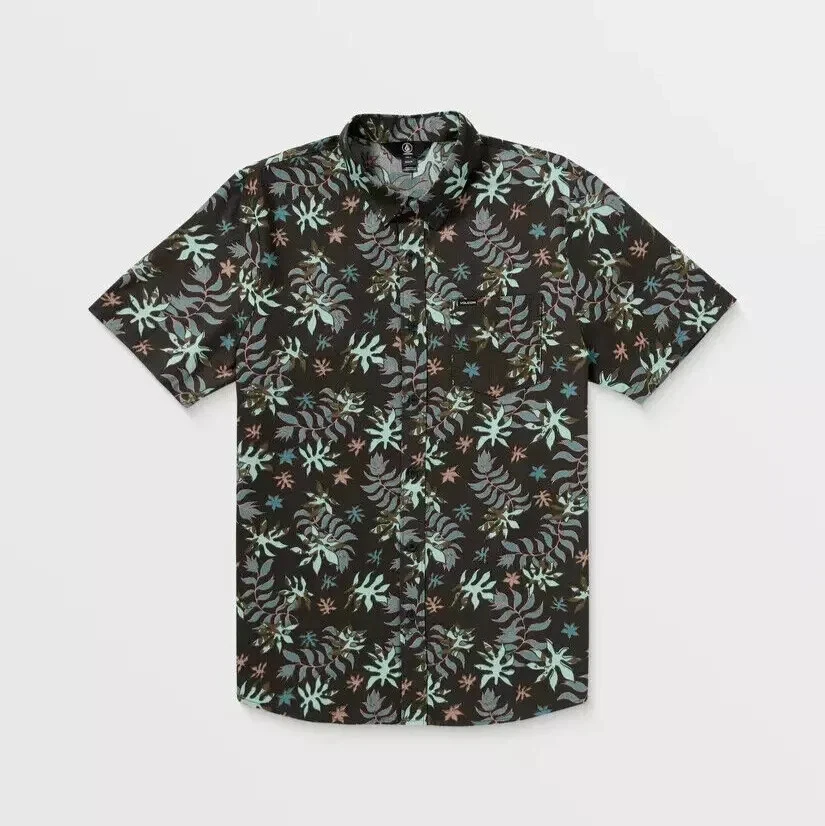 Chemise Homme Volcom Warbler - Manches Courtes, Motif Géométrique, Noir, Taille M