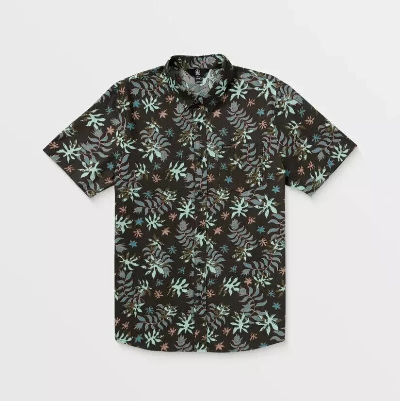 Camisa geométrica de manga corta tejida con botones Volcom Warbler de todas las tallas para hombre