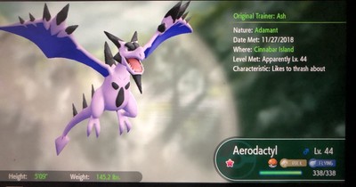 Pokemon Lets Go Shiny Aerodactyl Mega Evolution 6iv Original Owner Ebay