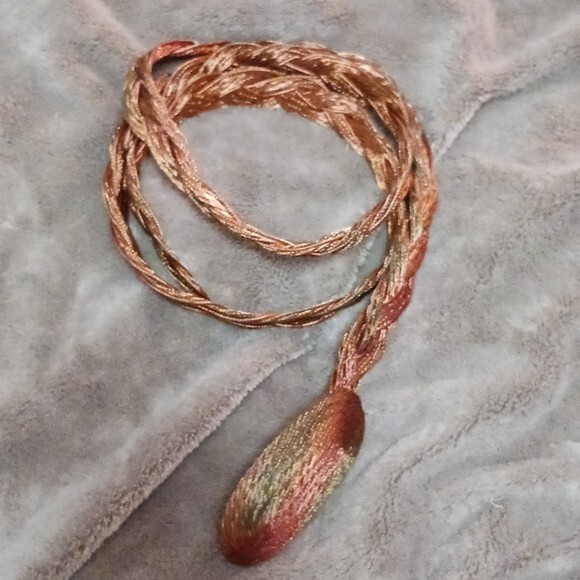STELIOS Handwoven Copper Wire Belt Stelios Belt Metallic Wire Braided Oval Buckle Copper Wire  main image 3
