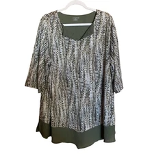 Catherines Top Womens 1X 18 20W Multicolor Print Chiffon Blouse