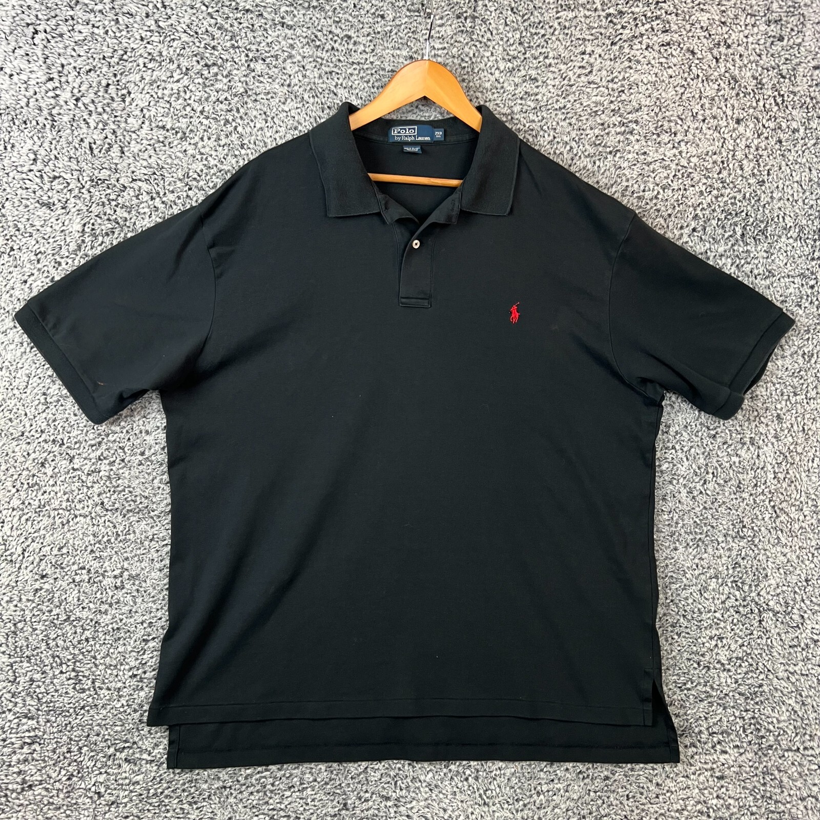 Polo Ralph Lauren camicia uomo 2XB nera polo manica corta rosso pony XXL BIG *SPOTS