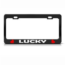 Metal License Plate Frame Lucky W Heart Car Accessories Black Metal License Plate Frame Lucky W Heart Car Accessories Black