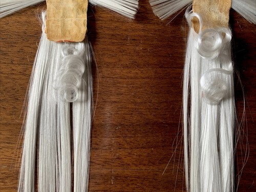 ART DECO PAIR GERMAN SPUN GLASS SANTA SCRAP CURLY BEARD CHRISTMAS ORNAMENTS RARE - Picture 3 of 16