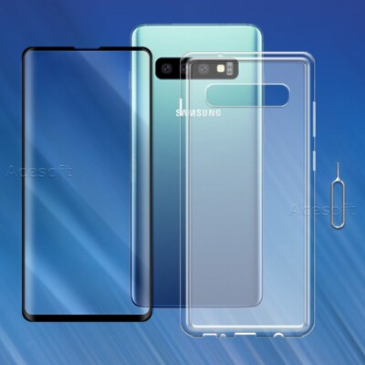 Premium Real Screen Protector + TPU Case for Samsung Galaxy S10+ SM-G975U Phone