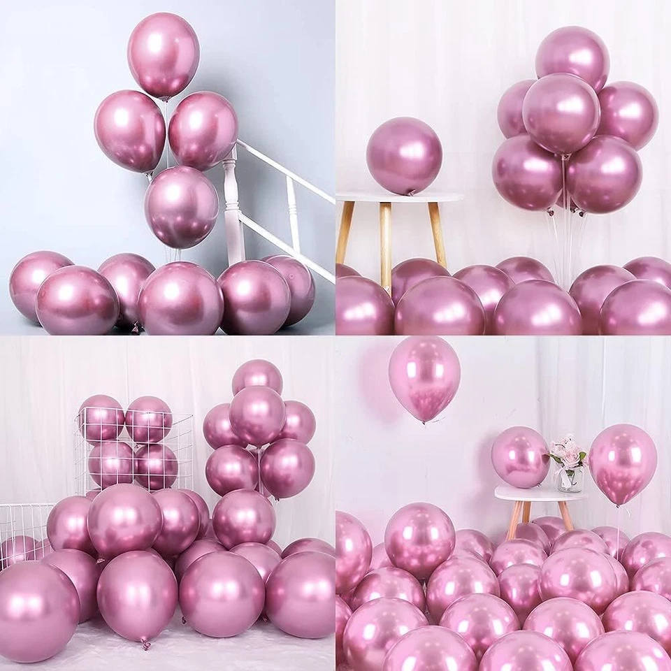 GLOBOS CROMADOS 5"" 10"" PULGADAS Helio Metálico Látex PERLA Boda Fiesta DECORACIÓN UK Foto 3 de 4