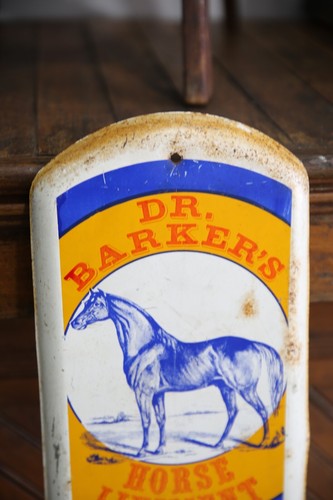 Vintage Dr. Barkers Horse Liniment Farm Animal Advertising Sign Thermometer old - Picture 5 of 8