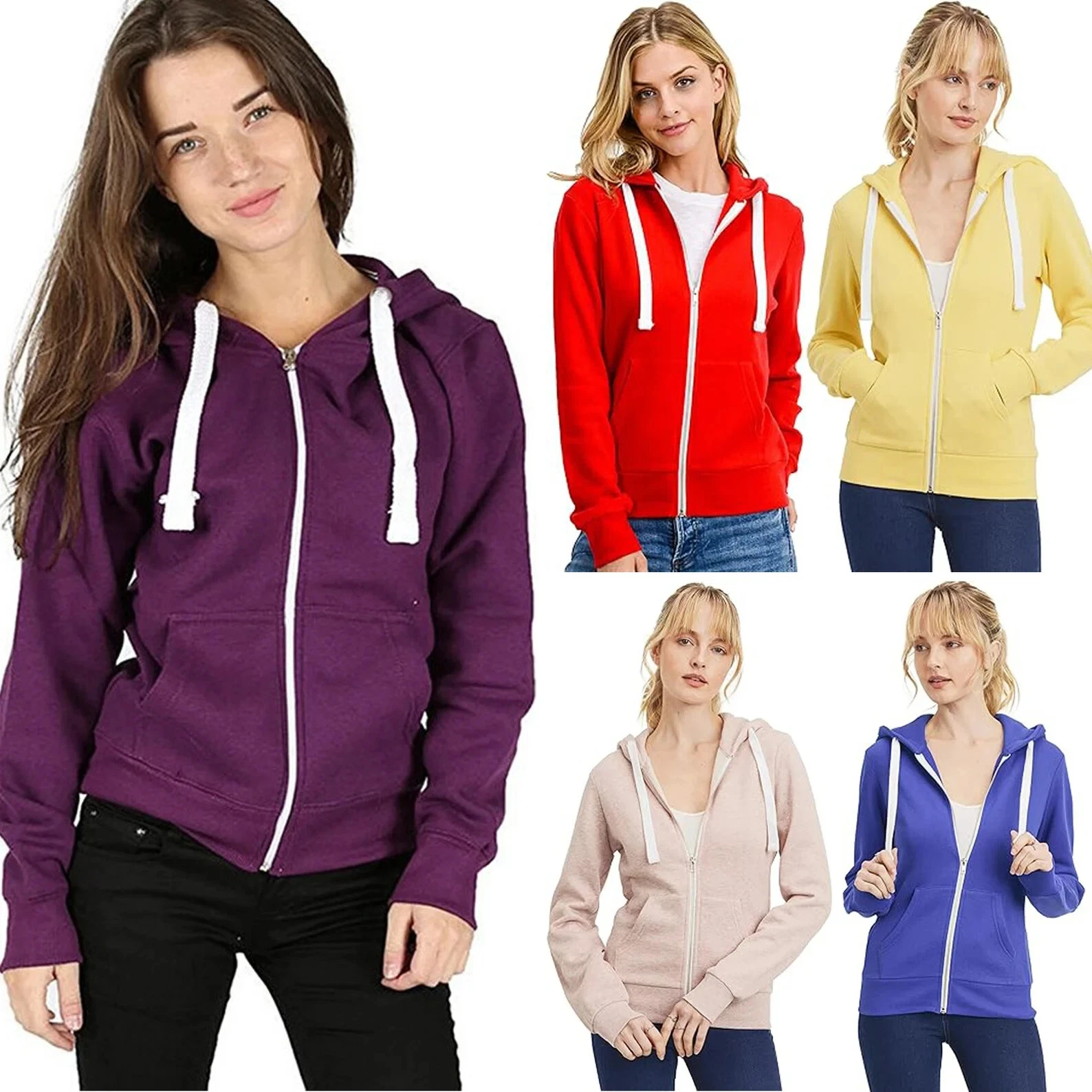 Ladies Plain Fleece Zip Hoodie Women's Warm Sweatshirt Hoody Jacket Coat Top
Opens in a new window o