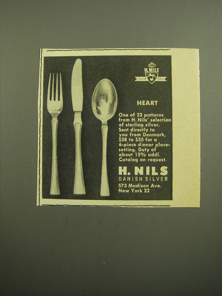 1960s H Nils Heart Silverware Vintage Ad Mid-Century Silverware Promotion  