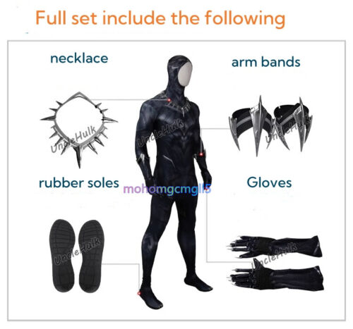 Black Panther T'Challa Kampfanzug Kostüm Overall Cos Rollenspiel Komplettset keine Maske - Bild 7 von 19