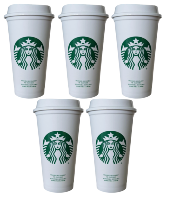 STARBUCKS Grande Fore Here Series Vasos de tallo blanco – 2 – grandes/473 ml (paquete de 2