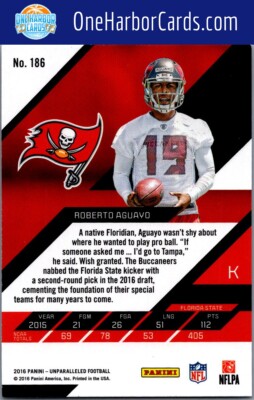 2016 Panini Unparalleled Tampa Bay Buccaneers #186 Roberto Aguayo