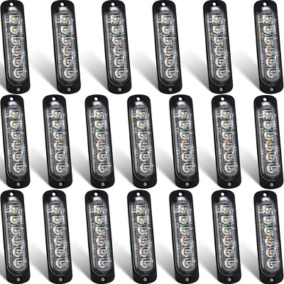 Paquete De 20 Luces Led Estroboscopicas De Emergencia 6 Led Ambar Blanco Flash