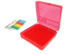 Scatola MTM in plastica rossa 100 colpi porta munizioni calibro 45 ACP