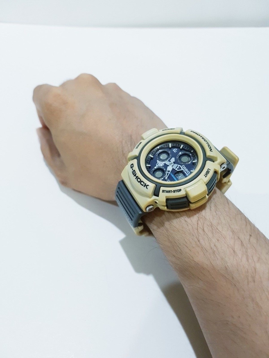 Vintage Titanium G-Shock AW-571 Gaussman White Biker Watch