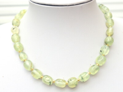 GOLDJUNGE69 * SOGNI D`ORO EDELSTEIN KETTE PREHNIT BAROCK 375er GELBGOLD