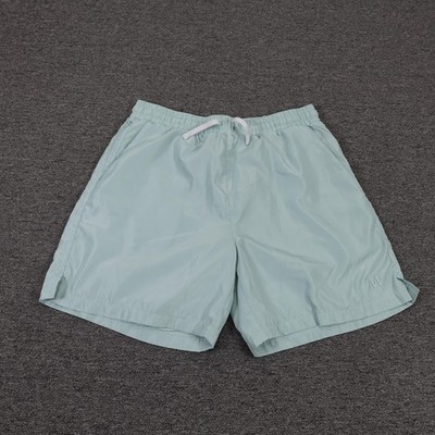 Maison Article Swim Shorts Mens Large Green Solid Lined Drawstring Quick Dry