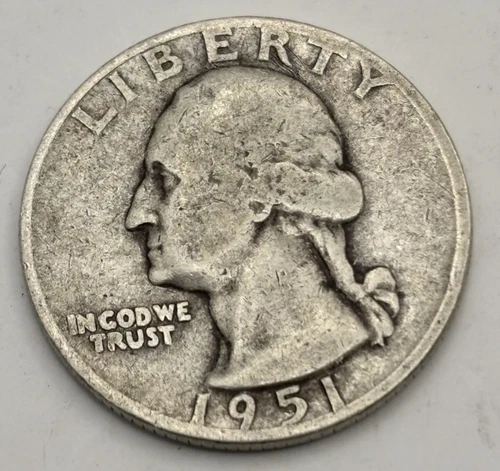 1951 D Washington Quarter 90% Silver Denver Mint US Coin