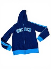 Justice Girls Soccer Jacket Hooded Long Sleeve Blue Girls 14