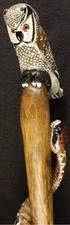 Wooden walking stick hand carved cobra snake  owl handmade wooden walking cane
