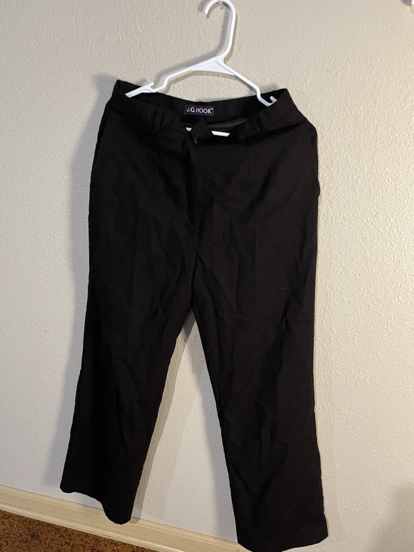 J.G. Hook Men's Black Worsted Wool Lined Flat Front Straight Dress Pants 8