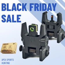 Foldable Iron Sights Flip-up Front and Rear Sight Fiber Optics Dual Aiming Mode