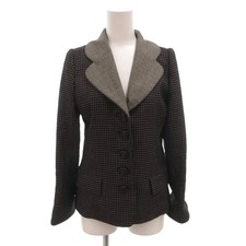 TOPS Christian Dior tailored jacket blazer check pattern silk blend size 7