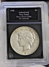 1928 S US Peace Silver Dollar $1 Nice VF  (Cleaned) Bradford Slab