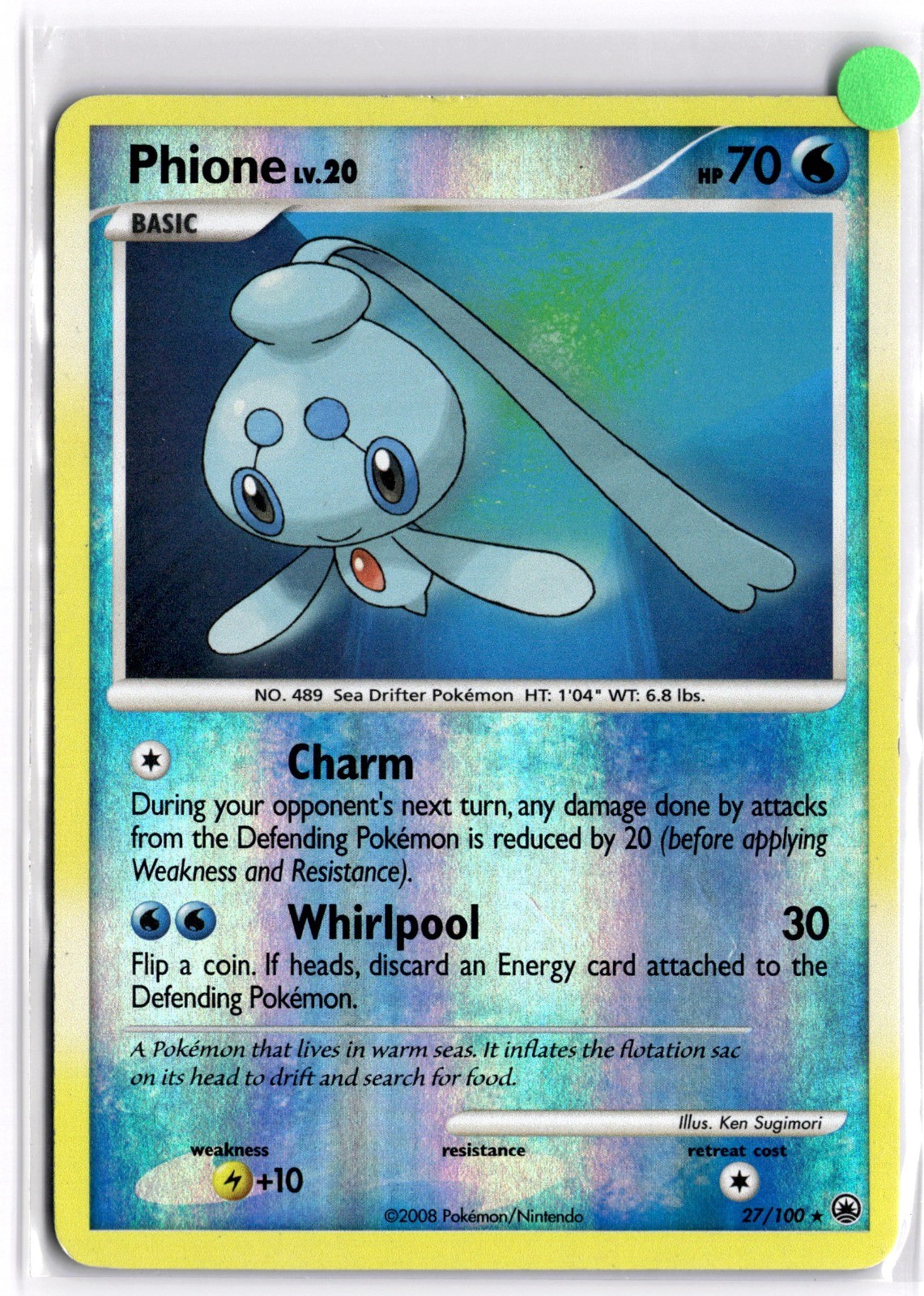 Pokemon TCG Phione (27) 27/100 Majestic Dawn Rare Reverse Holo LP