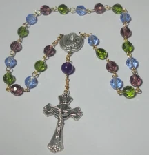handmade in the USA St Therese of Lisieux 24-Bead Chaplet with Relic Centerpiece