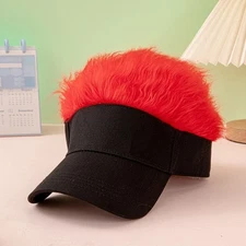 Men Wig Baseball Cap With Fake Hair Cap Sun Visor Fun Toupee Hats Lightweight﻿