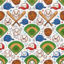 Pure Cotton Baseball Pattern Digital Printed Cut By 1 Yard