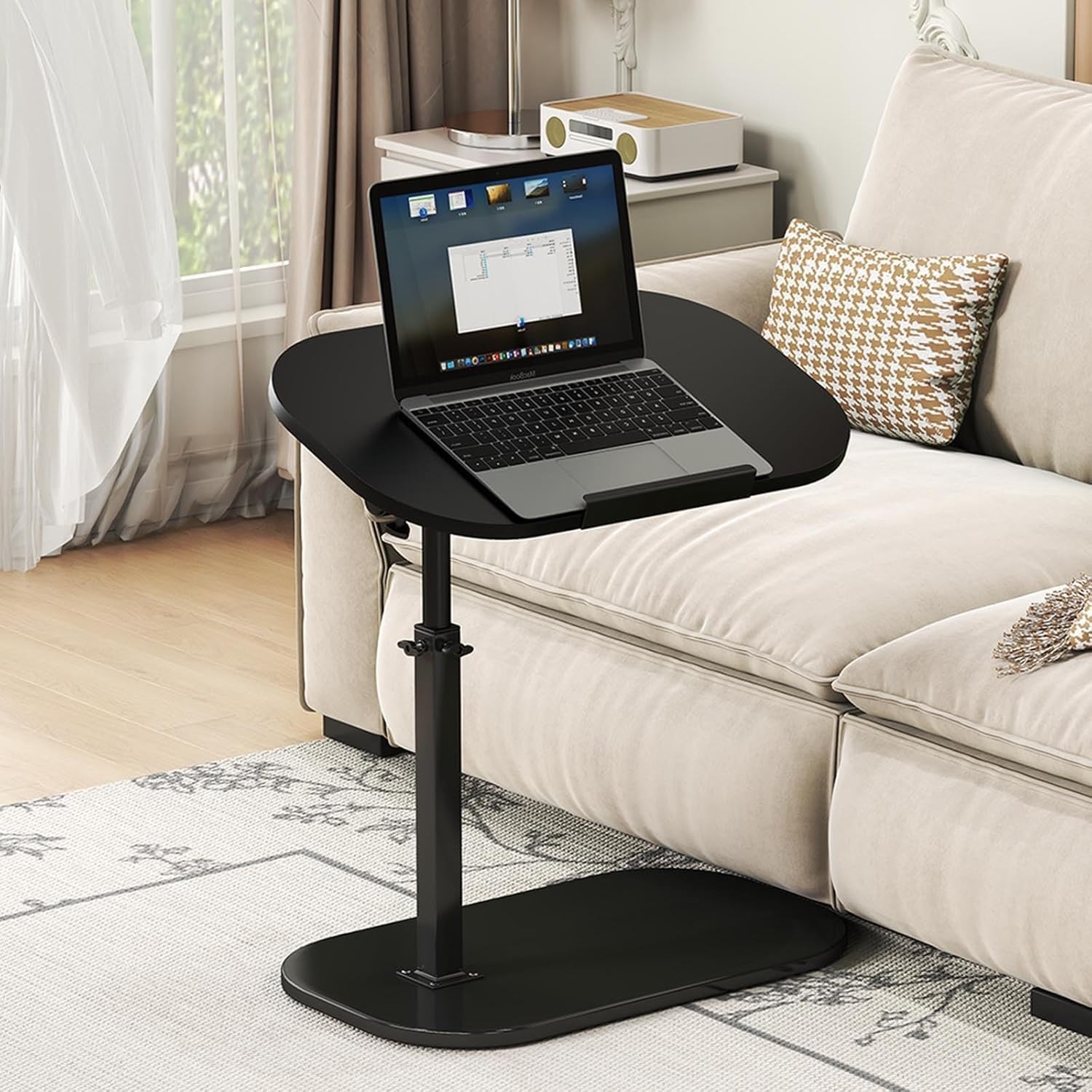 C Shaped  Table Black 360° Swivel Laptop Sofa Bed Tray Table