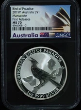 2019-P 1oz Silver Bird of Paradise Australia NGC MS70 Certified