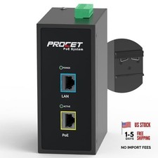 PROCET Gigabit PoE Injector Din Rail Industrial PoE Adapter 30W AC/DC INPUT