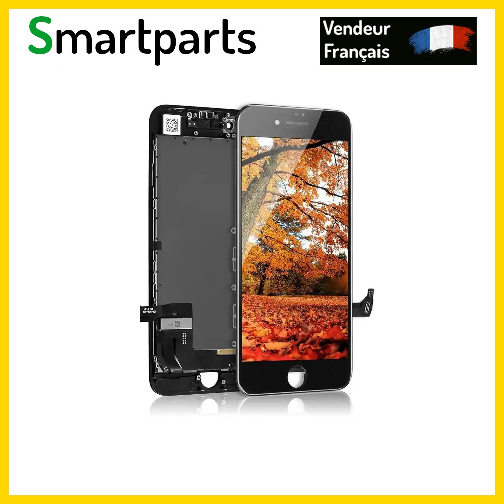 Écran LCD pour iPhone 8 noir avec vitre sur châssis pour réparer son téléphone soi-même