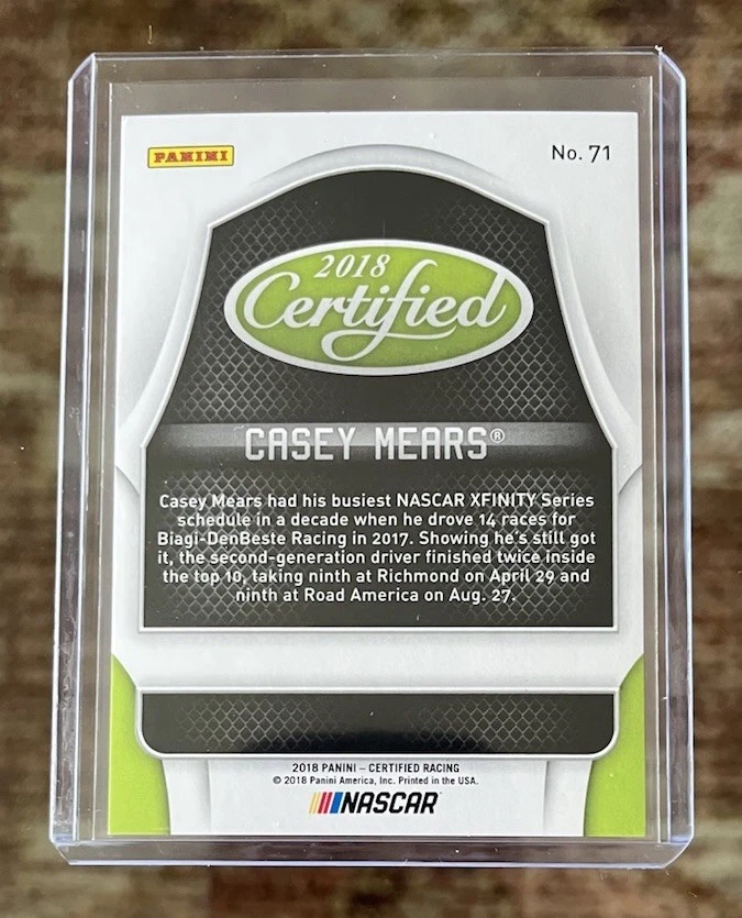 2018 Panini Certified Racing Casey Mears 202/249 #71 - Image 2 of 3
