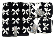 CARO HOME BLACK,WHITE 100% COTTON BOW SHAPE BATH OR 2 HAND OR 2 FINGER TIP TOWEL