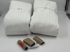 New Set/2 Pottery Barn Emery Linen/Cotton Curtain Drape Blackout, White, 100x108