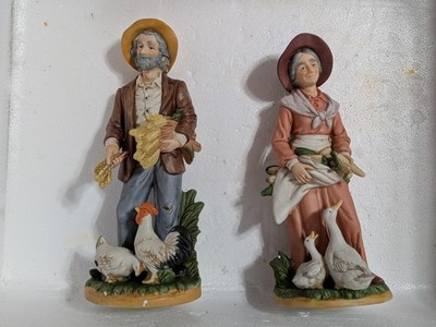 Homco #1477 ''Year Of Contentment'' Farmer And Wife Feeding Ducks Vintage NOS Fig.