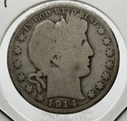 1914  United States Barber Half Dollar 50 cents coin