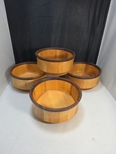 Crate & Barrel John McLeod Wooden Bowls Set of 4 USA Made Laminated Wood (RX)