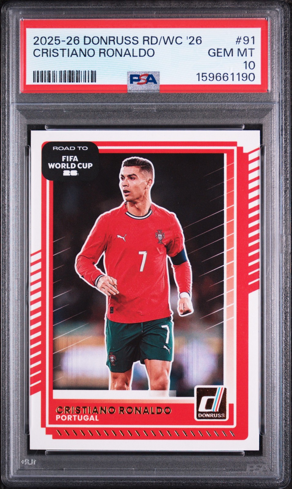 2025-2026 PANINI DONRUSS ROAD TO FIFA WORLD CUP '26 #91 CRISTIANO RONALDO PSA 10