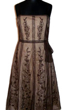 ✨ $550 Designer BCBG MAXAZRIA Mesh Lace Holiday Dress Corset Gown Embroidery NEW