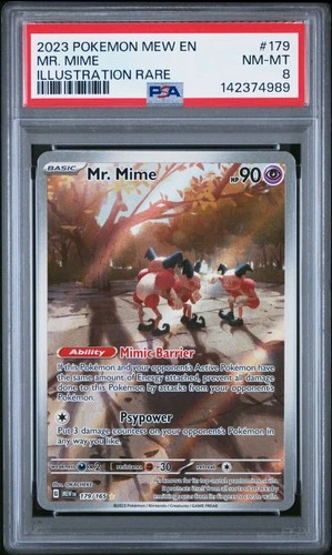 2023 POKEMON MEW EN-151 ILLUSTRATION RARE #179 MR. MIME PSA 8
