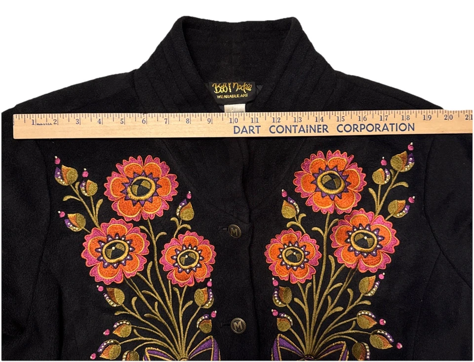 Chaqueta Artística Usable Bob Mackie Para Mujer’s 2 XL Bordada Floral Boho Abrigo Artístico Foto 4 de 4