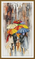 Creative Сross Stitch Embroidery Kit "Cherbourg umbrellas" Nova Sloboda