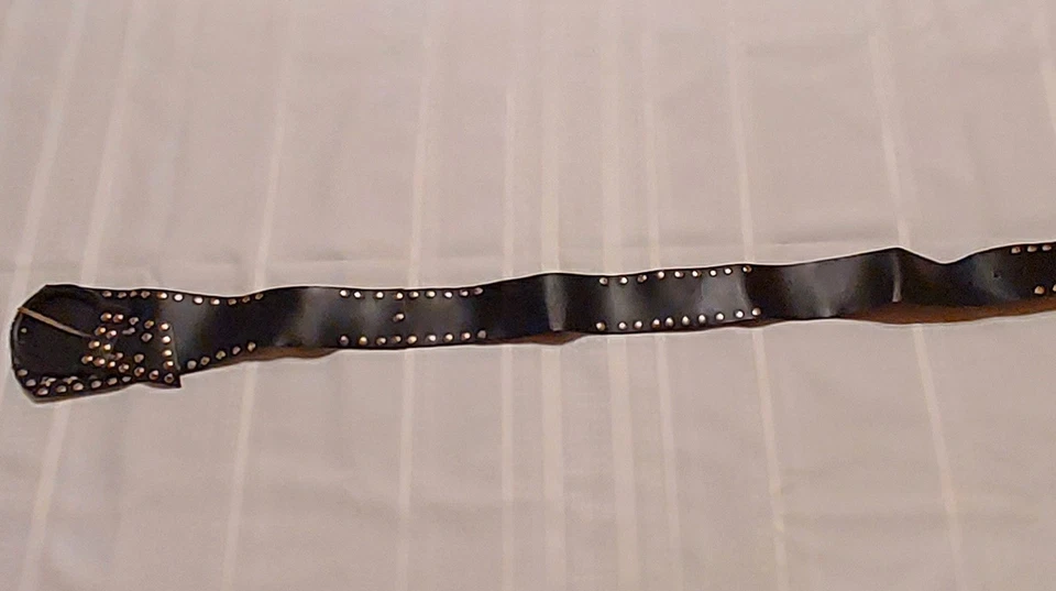 Cinturón De Colección Metal Star Rivot Cuero Negro Gótico Punk Grunge Motociclista 1987 Alemania Foto 3 de 4