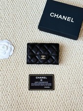 Chanel AP224 Black Quilted Caviar Leather Card Holder And Coin Purse